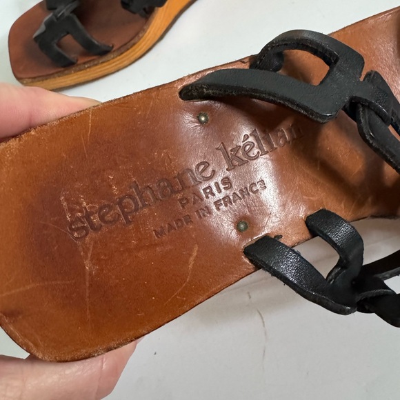 STEPHANE KELIAN ✨ leather Greek key woven wooden wedge sandals | sz 39 - Picture 2 of 8